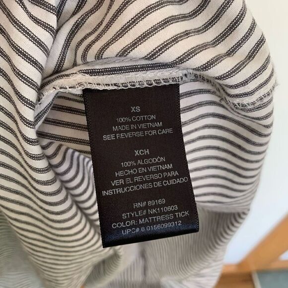 Norma Kamali Striped Cap Sleeve Collared Cinched Drop Waist Aline Dress - Picture 7 of 8